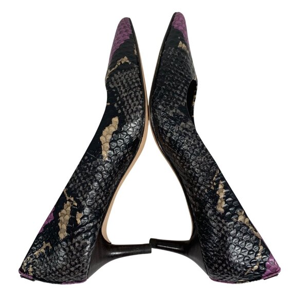 COACH Lacey Pumps Snake Skin Purple Black 2.5 Heel Leather Women's SZ 5.5B EUC - Picture 4 of 10